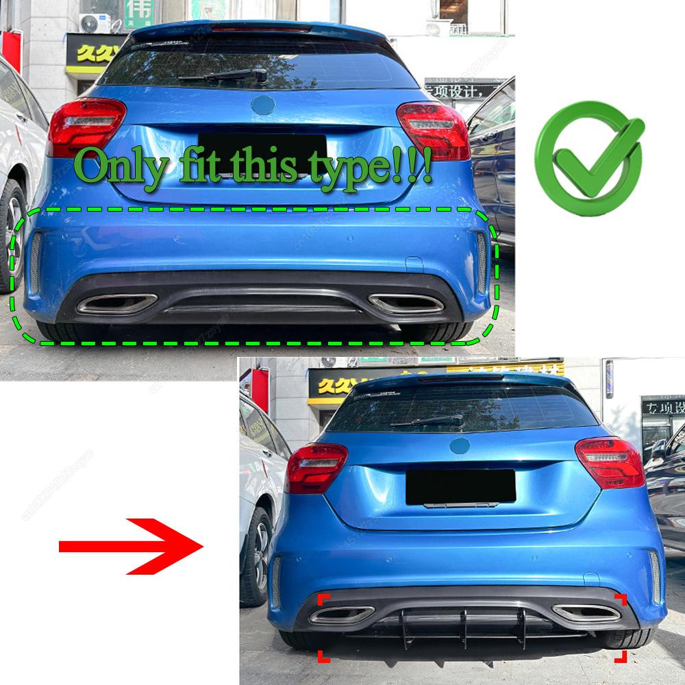 Heckstoßstangenlippe Diffusor Spoiler Splitter Für Mercedes Benz A-Klasse W176 AMG Line 2016-2018 Schrägheck Bodykit Tuning Hochglanzschwarz