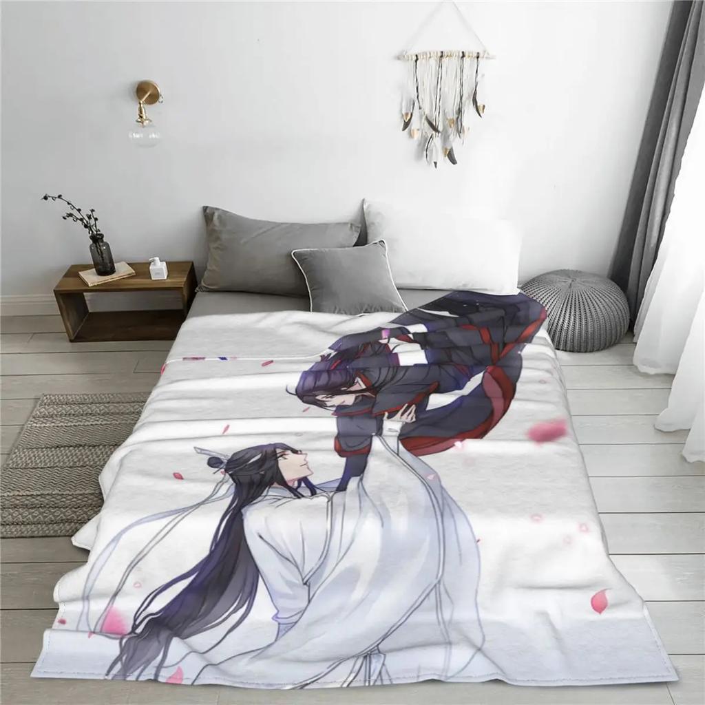 Grandmaster Of Demonic Cultivation The Untamed Fleece Throw Blanket Lan Zhan Wei Wuxian Yaoi Blanket for Bedroom Bed Throws