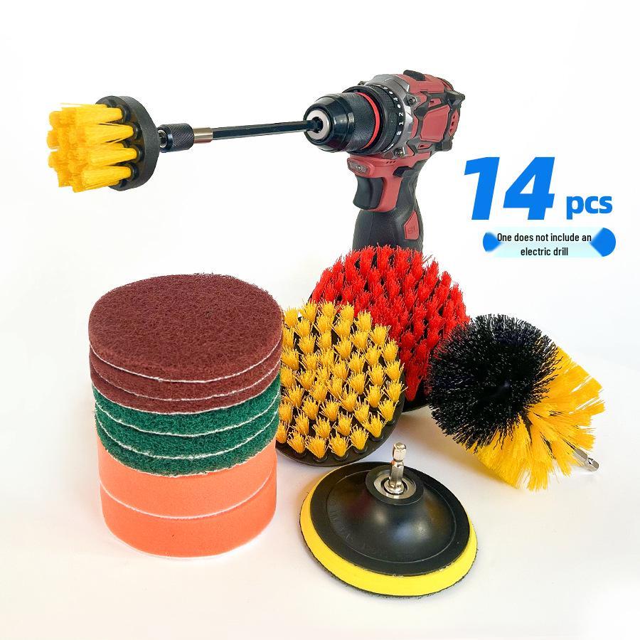 8-Piece Electric Drill Cleaning Set with Suction Cup, Scouring Pads, and Polishing Brush for Kitchen, Bathroom, and Car Wheels