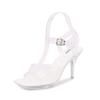 Transparent Crystal Heel Large Size High Heels Summer New One-word Strap Thin Heel Sandals Women's Huidong Women's Shoes