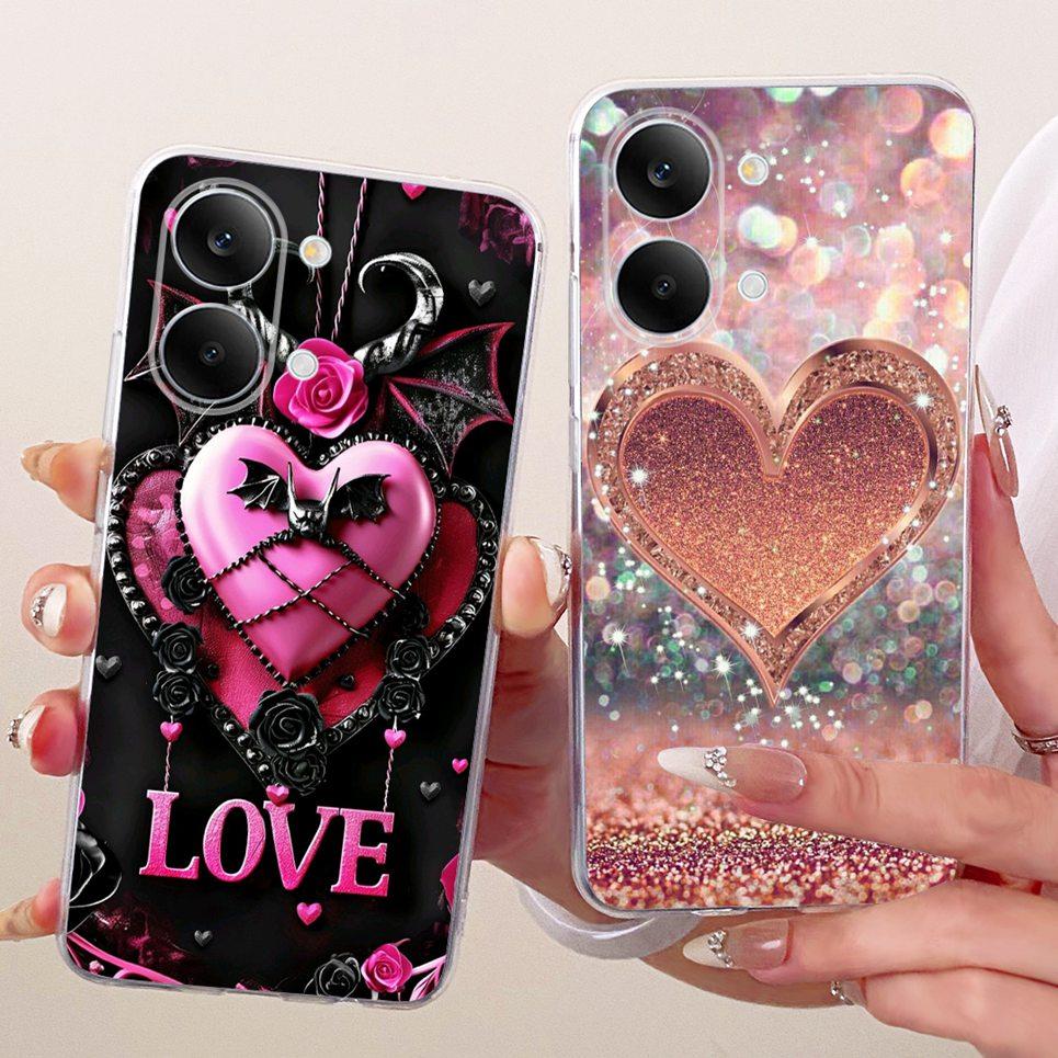 Bow Love Heart Pattern Cute Cat Phone Case For Xiaomi Redmi Tourbo 5 Max Poco X8 Pro Max Casing Soft TPU Silicone Back Cover