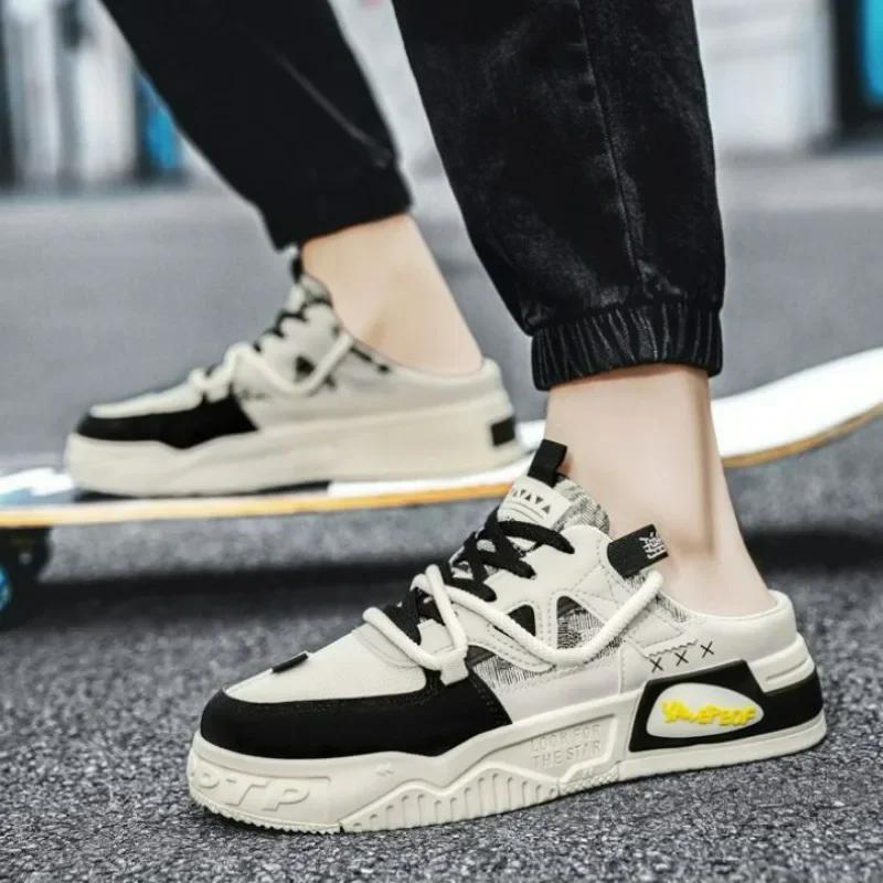 Slipper Mens Shoes Summer Thick Sole Breathable Comfortable Half Slippers Outdoor Youth Skateboard Shoes Casual Sneakers for Men