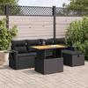 Vidaxl 6-Cz. Meubelset Met Kussens, Zwart, Polyrotan En Acacia