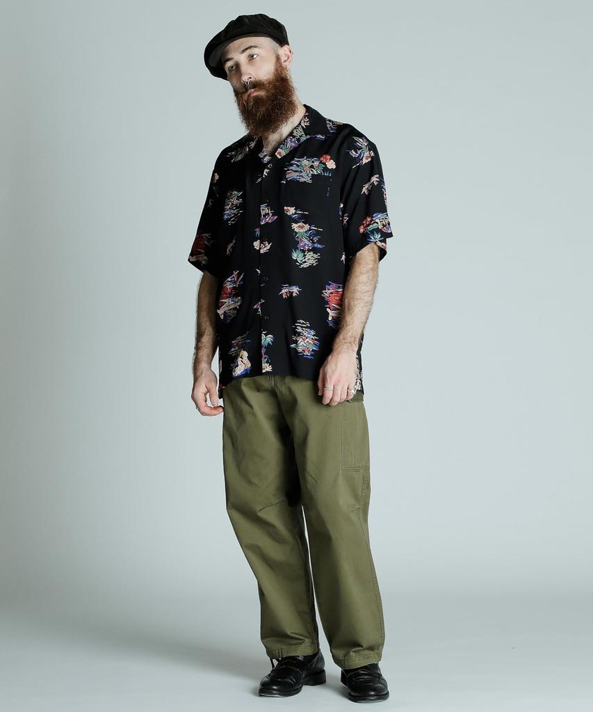 Schott x PJ x Pineapple Juice RAYON SHIRT ALOHALAND Men's XL 010 Black 782-5123016