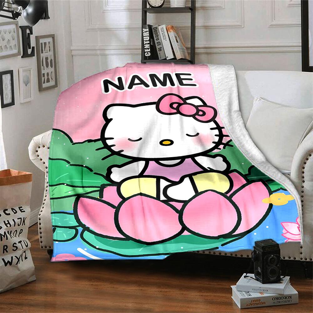 Customizable HelloKitty11 Throw Blanket – Personalized Name, All-Season Cozy Snug Blanket, Machine Washable, Personalized Blanket