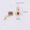 18K Gold Plated Colored Diamond Square Pendant with Chain - Pearl Necklace & Sweater Jewelry Accessory