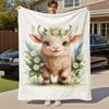 1PC Goat flowersOutdoor Flannel Blanket - Soft Plush Decor for Picnics, Camping, Bedroom, Playroom, Office, or Lunch Break 1229A
