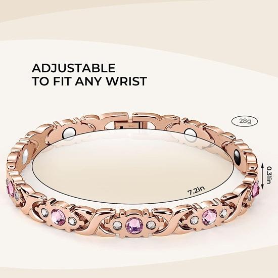 Magnetic Bioenergy Titanium Bracelet for Girls Women Rose Gold