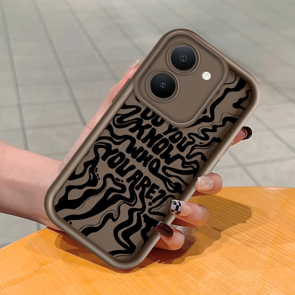 

Мягкий силиконовый квадратный чехол с рисунком лестницы для телефона, полное покрытие, противоударный защитный резиновый чехол для камеры для Vivo Vivo G2 5G коричневый