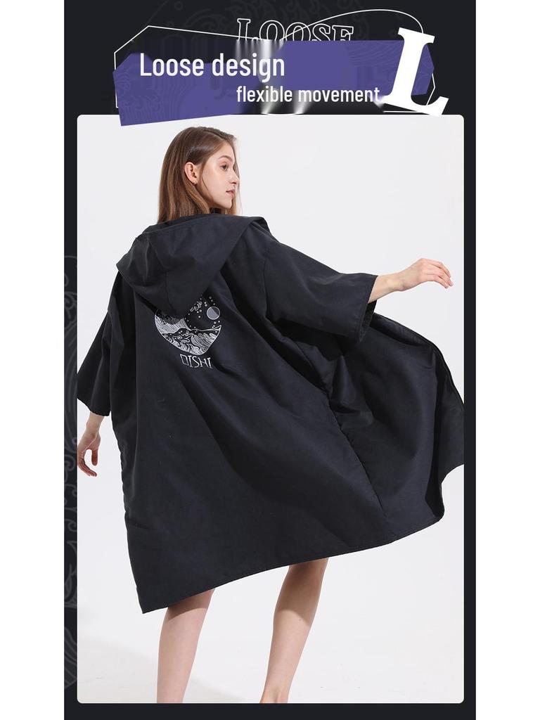 Quick-Dry Surf & Dive Change Robe: Zippered, Absorbent Beach Towel Poncho