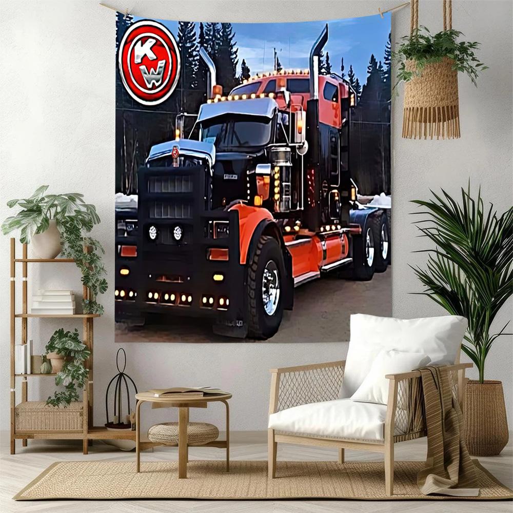 Kw Heavy Trucks Wall Decor Tapestry Art For Pet Memorial Birthdaywedding Party Backdrop Family Gift
