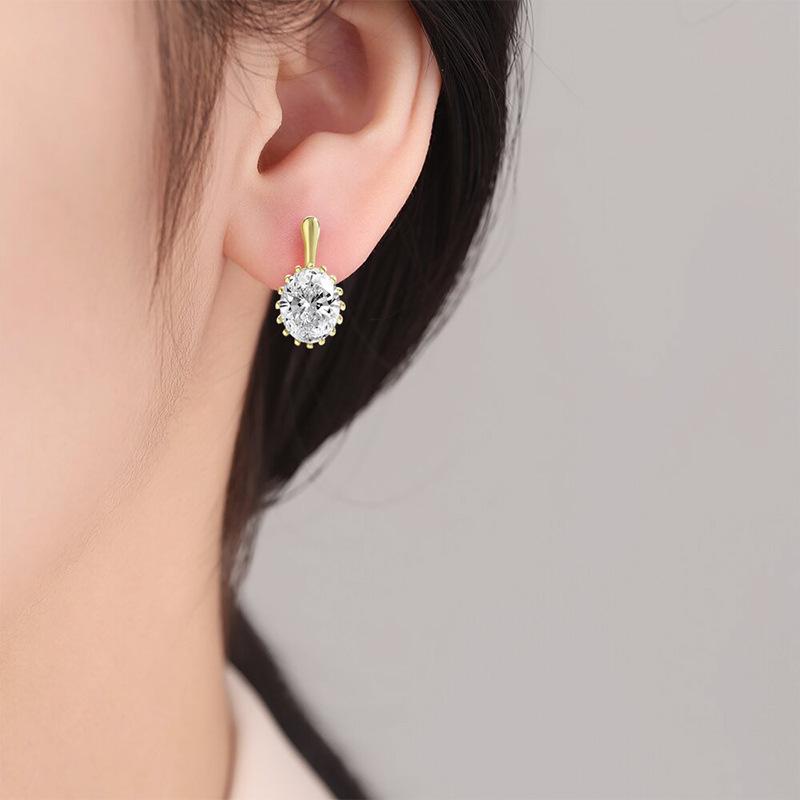 Stylish Oval Diamond Eight-Heart, Eight-Arrow Earrings for Women - European & American Design