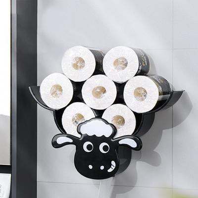 Cute Toilet Paper Roll Holder Wall Mounted Paper Storage Rack Bathroom Toilet Paper Stand Sheep Wangwang Dog Roll Shelf for Home