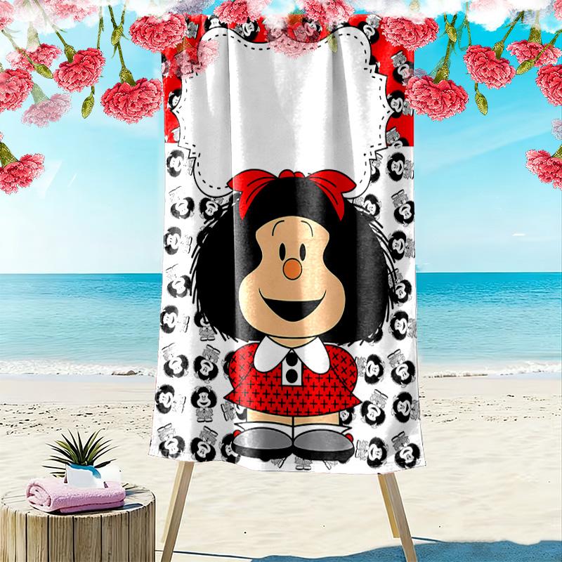 Mafalda Print Beach Towel, Large Soft Quick Dry Towel for Beach Camping Swimming