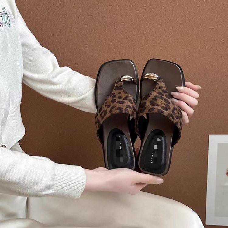 Anti-slip Shoes - New Style Thick-soled High-heeled Wedge Flip-flops for Women 35