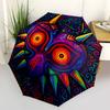 Decoração de Arte de Parede com Máscara Tribal ColoridaGuarda-chuva, Guarda-chuva Compacto Portátil Dobrável em 3 para Homens e Mulheres Presente