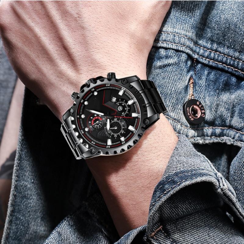 Men Waterproof Luminous Watch Stainless Steel Business Watches Quartz Wristwtch