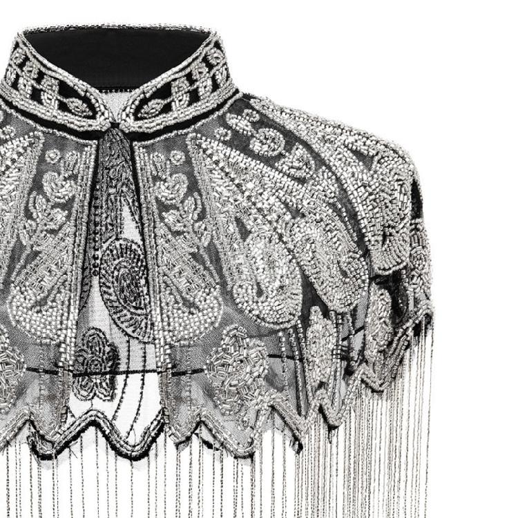 Mantelle Metalliche Filettate con Perline Coprispalle Elegante Accessorio Costume Per Eventi Festivi e Serate