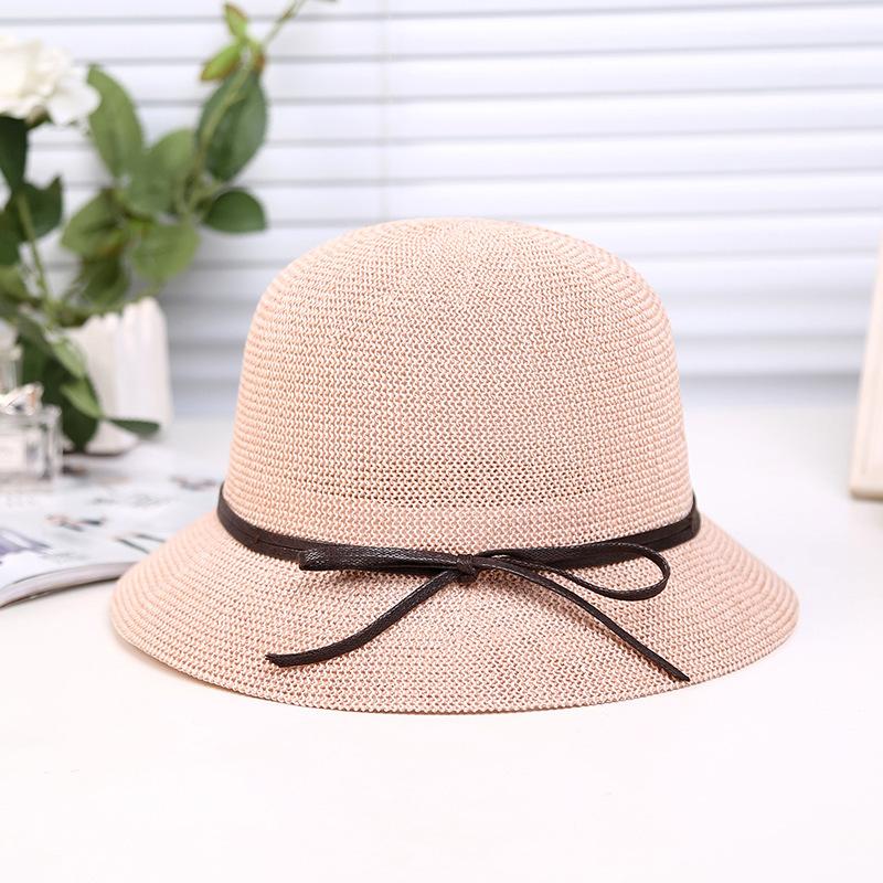 Versatile Breathable Mesh Basin Hat Bow Straw Bucket Hat Women Summer Travel Sun Protection Visor Sun Hat
