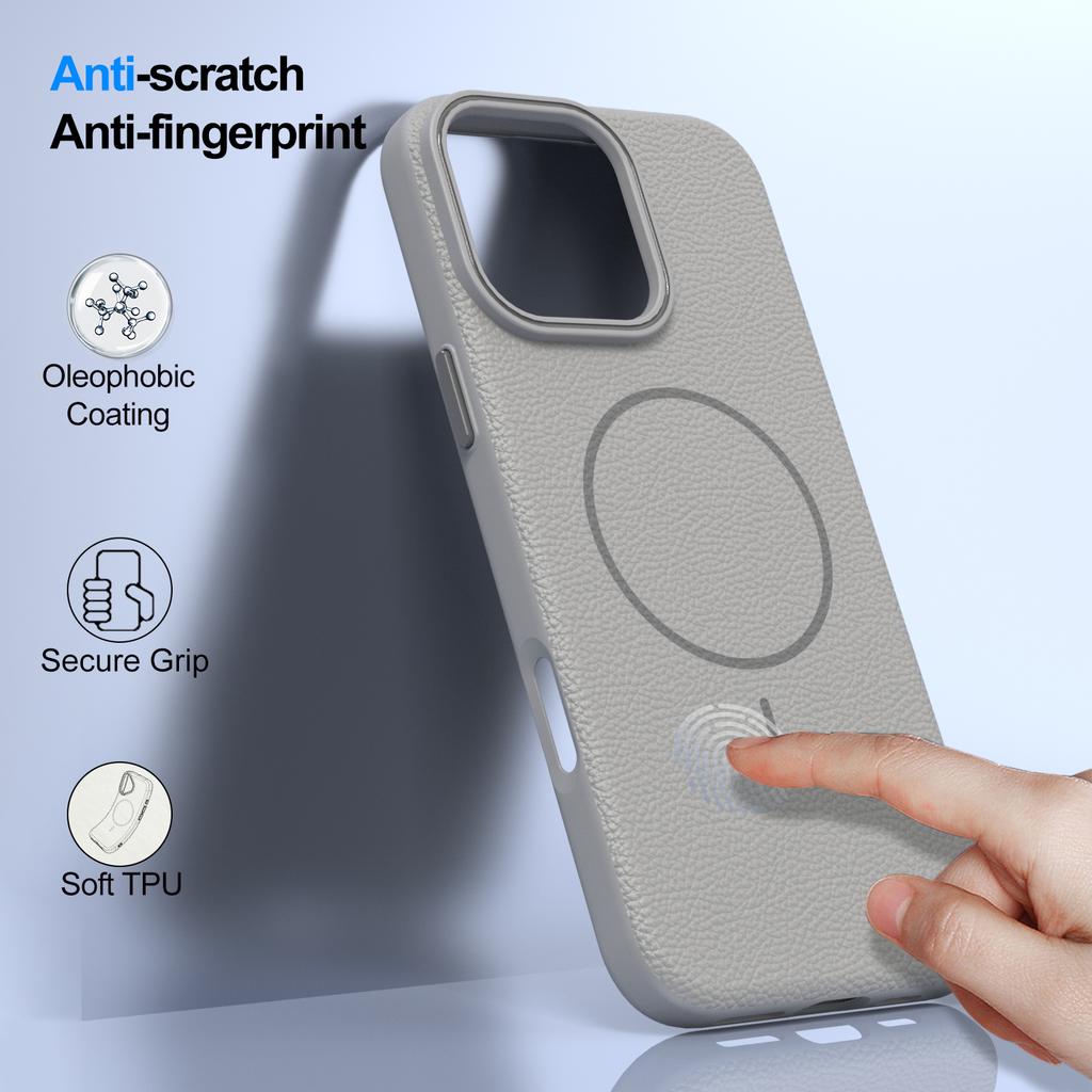 Business Lichee Leather Texture Magsafe Magnetic Wireless Charge Case For iPhone 16 14 15 13 12 11 Pro Max Plus Soft Back Cover