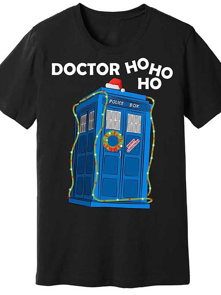 Doctor Hehe Funny Christmas Premium TShirt Mens Short Sleeve Print Series Black Casual Comfortable Cotton Shirt