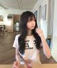 Eontaiteulseoul Unicorn Henley Neck Crop Short Sleeve White