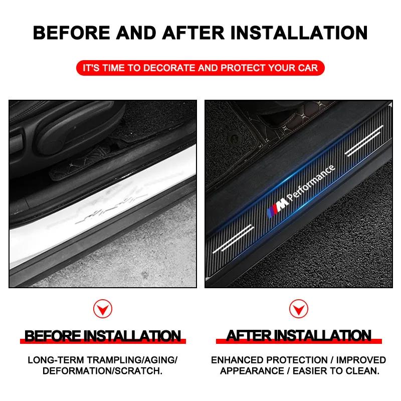 4 szt. Nowe naklejki na progi drzwi samochodowych z włókna węglowego Dla BMW M8 M7 M6 M5 M4 M3 M2 M1 F30 F10 F15 E30 E46 E90 E60