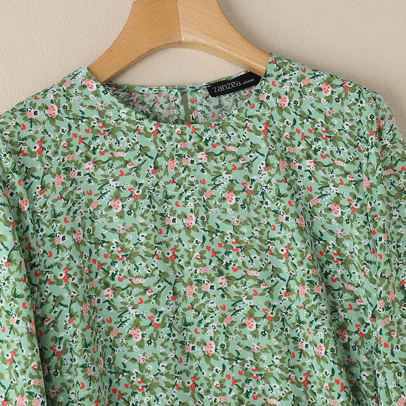 ZANZEA Rochie lungă retro maxi, la modă pentru femei, cu mâneci lungi, în formă de A