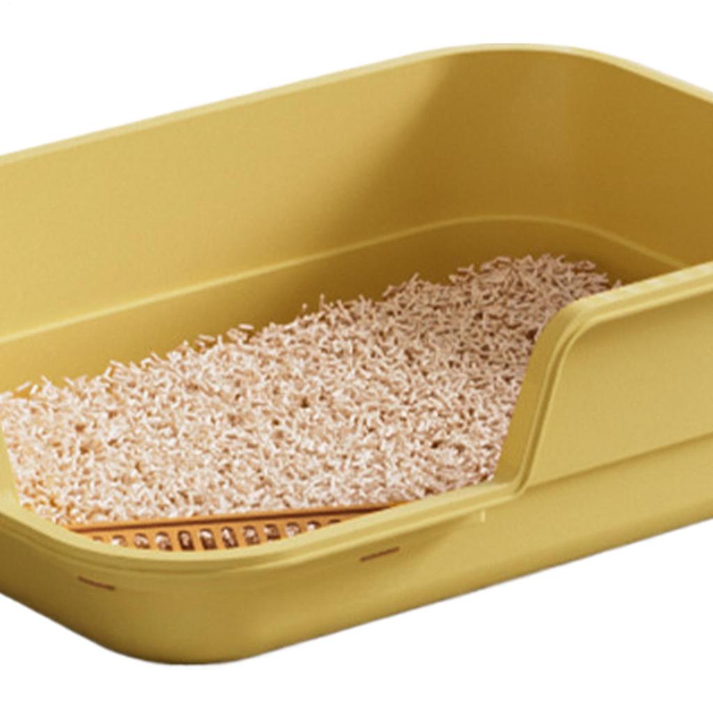 Cat Box Semi Enclosed Easy Clean with Scoop Open Top Semi Enclosed Litter Box for Cleaning Odor Control Indoor Office Dorm