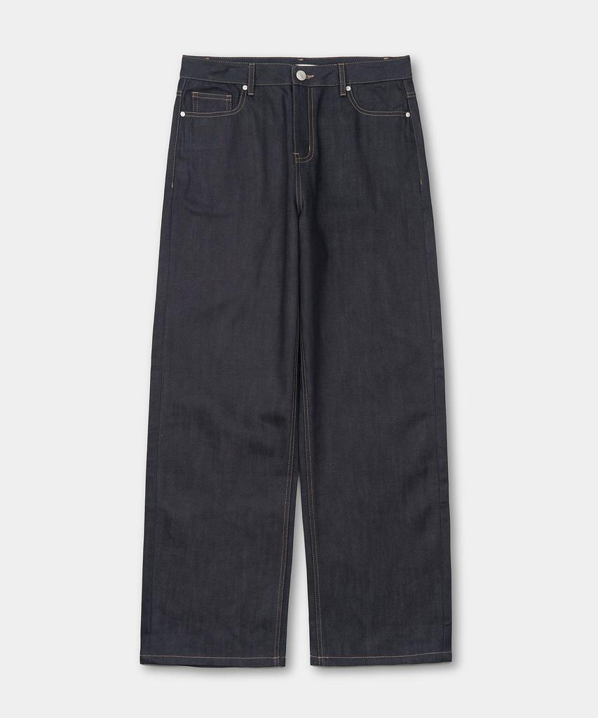 EXCONTAINER Semi-Wide Raw Denim Pants (Raw Indigo)