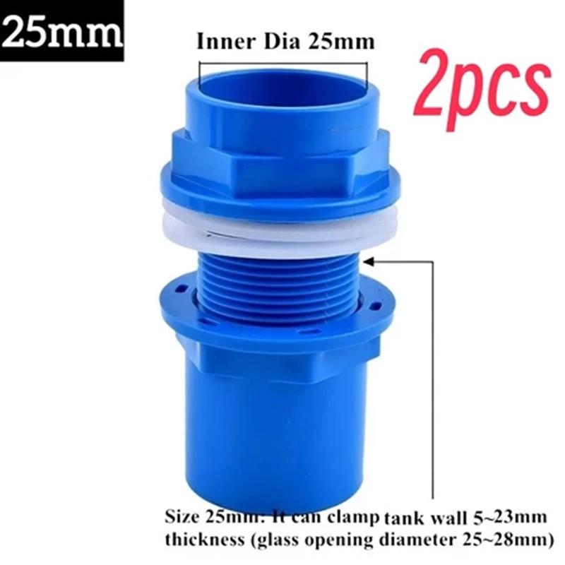2pcs PVC Connectors 20/25/32mm for Fish Tank Drainage and Garden Pipe, Aquarium Outlet Connector