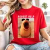 Worm Guy Meme Collection Print Red Cotton T Shirt for Women Casual Comfortable Daily Wear Soft Breathable Tee Classic Fit Tops