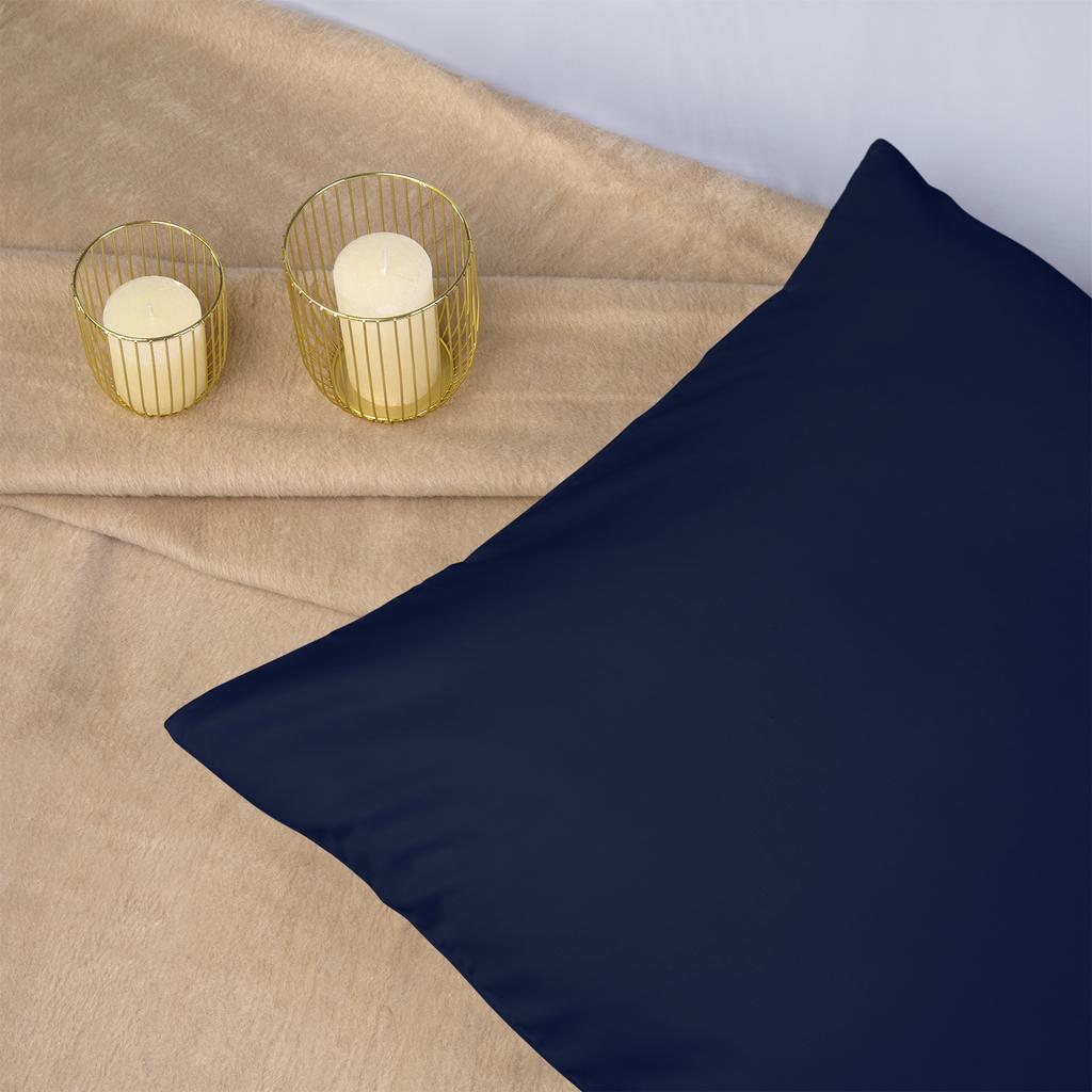 40x40 cotton satin pillowcase, navy blue, plain