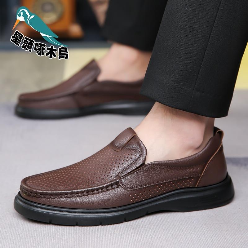 Neue bequeme Echtleder-Sandalen mit weicher Sohle für Herren, Sommer, echtes Leder, lässige Lederschuhe für Herren