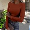 Women's  And Winter Slim Bottom T-shirt Fashion Casual Solid Color O-Neck Pullover Long Sleeve Top