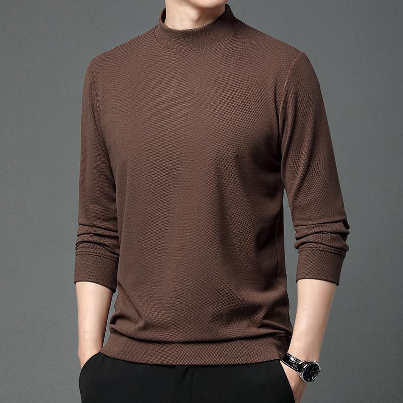 Men's Sweater Men's Autumn Mid-Autumn Turtleneck Bottom Shirt Youth Casual German Velvet Long Sleeve T-Shirt Knitted Sweater