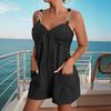 Damen Europäischer Stil Lässig Sommer Rückenfrei Kurz Träger Jumpsuit