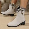 New Pointed-toe Mid-calf Boots for Women In Plus-size Shoes with Thick Heels and Sleeve Fashion Boots
