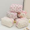 Girls Quilted Cosmetic Bag Makeup Floral Soft Pencil Brush Organizer Case Zippered Cosmetic Pouch for Women