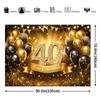 2D 40th Birthday Backdrop Black Gold Balloon and Diamond Number 40 Photography Background