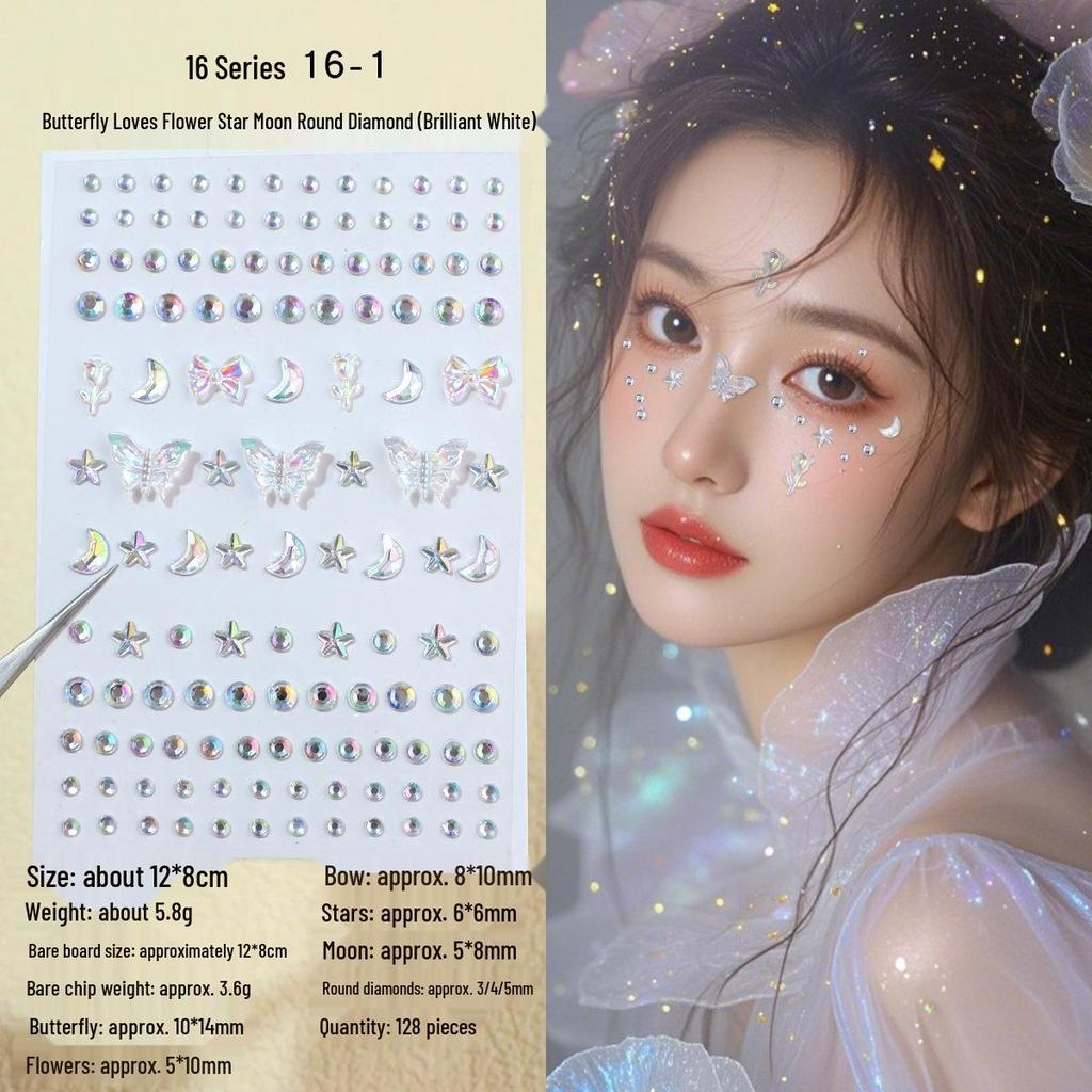 Children's Rhinestone Rose Diamond Face Stickers for Concert Makeup & Styling