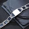 Kolfiberarmband Herrar Anpassad Davidsstjärna Logotyp Rostfritt Stål Handkedja ID-armband För Pappa Pojkvän Gåva