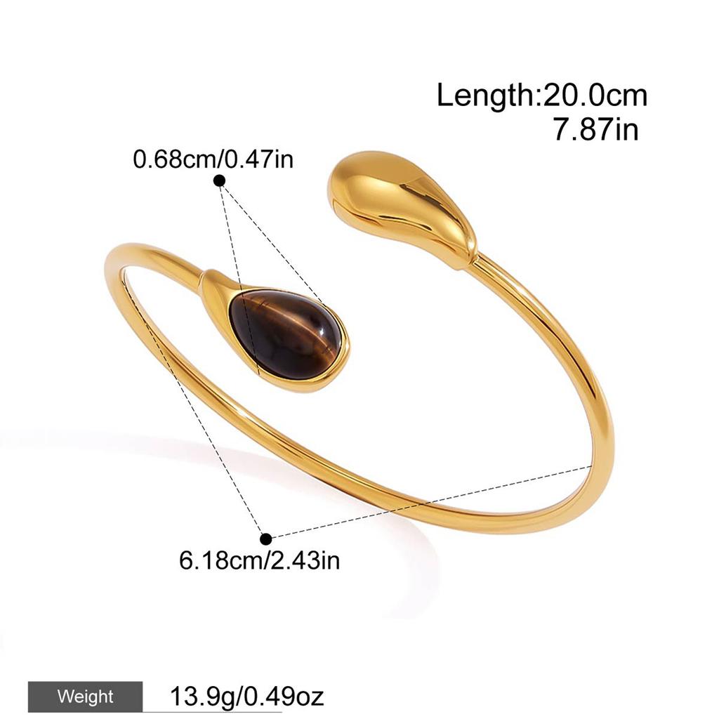 Yori Teardrop-shaped Resin Pearl Open Bracelet Bangle 18k Gold Plated Waterproof Jewelry For Women Charm Fashion