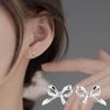 Bowknot Stud Earrings for Women Fashion Jewelry Mini Ear Studs Silver Color Stud