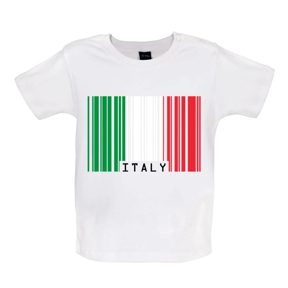 Italy Barcode Style Flag - Baby Kids Boys Girls Unisex T-Shirt / Babygrow - Italian Barcodes Born 160
