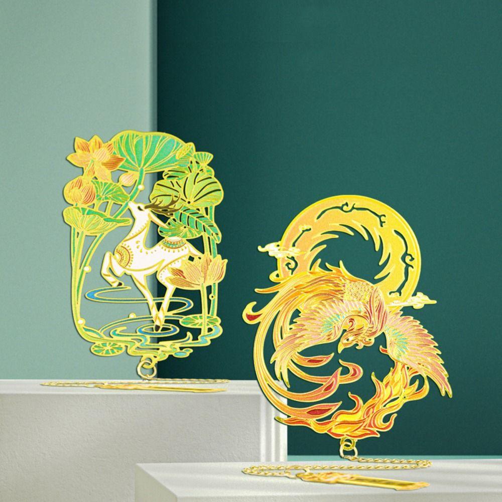 12 Month Chinese Beasts Bookmark Creative Metal Bookmark Hollow Metal Bookmarks  Office Reading