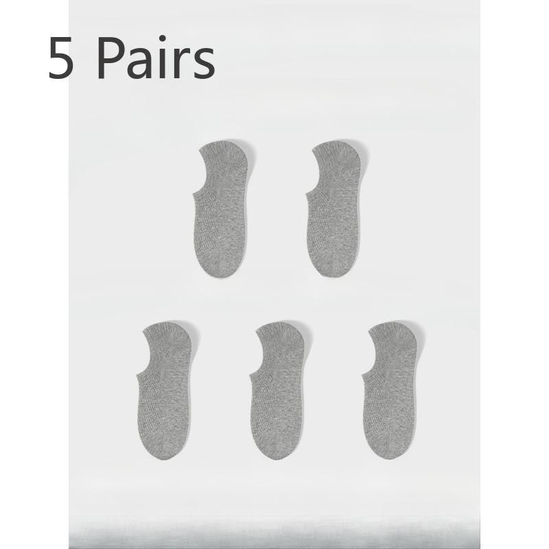 5 Pairs of Female Summer Cotton Ultra Thin Breathable Can Not Fall Off with Anti Odor Sweat Absorption Mesh Invisible Socks