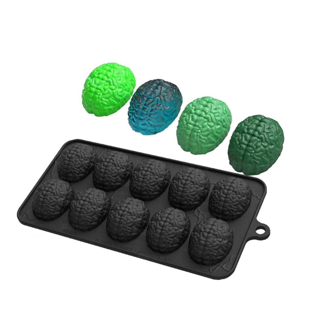 Food Grade Silicone Brains Cake Mold 10 Cavity Flexible Heat Resistant Dessert Mould for Creative Baking Kitchen Tool