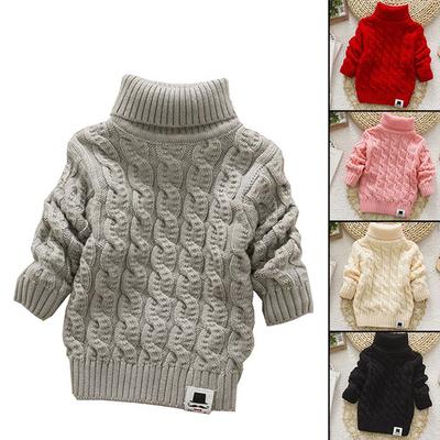 Dolcevita per bambina e bambino, maglioni per bambini in tinta unita, maglione morbido e caldo