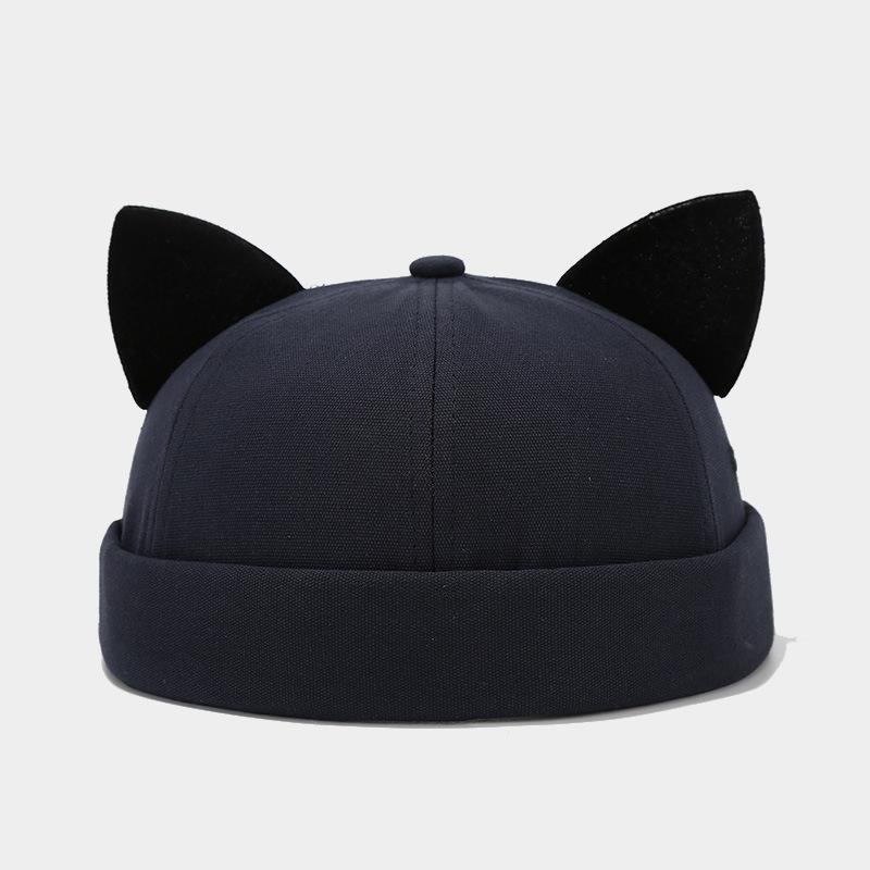 Geeignet für alle Jahreszeiten Kreative Katzenohren Einfache und modische Hüte Unisex Street Trend Vielseitige Melonenhautmützen
